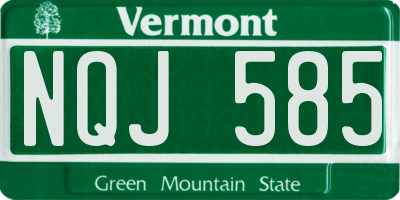 VT license plate NQJ585