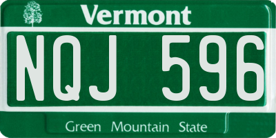 VT license plate NQJ596
