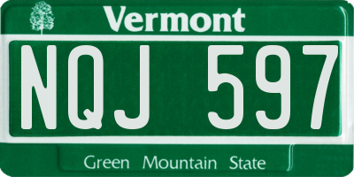 VT license plate NQJ597
