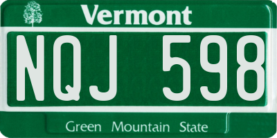 VT license plate NQJ598