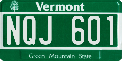 VT license plate NQJ601