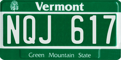 VT license plate NQJ617
