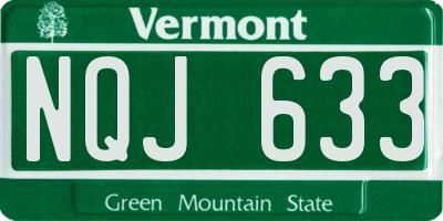 VT license plate NQJ633