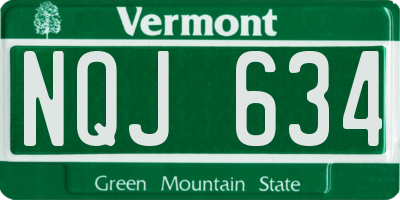 VT license plate NQJ634