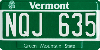 VT license plate NQJ635