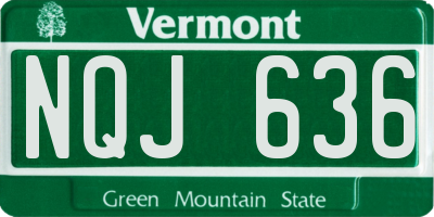 VT license plate NQJ636