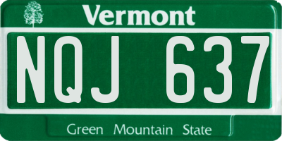 VT license plate NQJ637