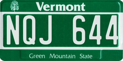 VT license plate NQJ644