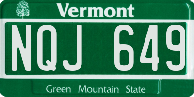 VT license plate NQJ649