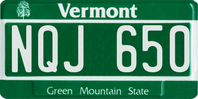 VT license plate NQJ650