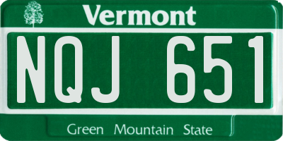 VT license plate NQJ651
