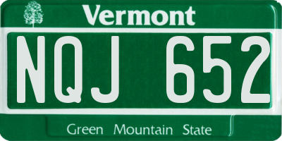 VT license plate NQJ652