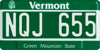 VT license plate NQJ655
