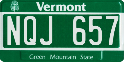 VT license plate NQJ657