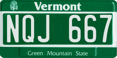 VT license plate NQJ667