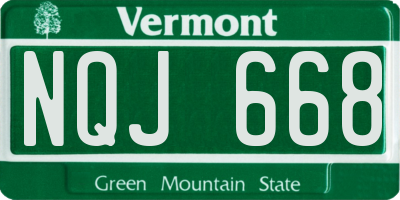 VT license plate NQJ668