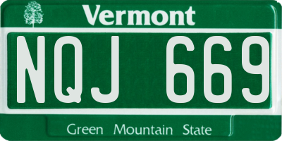VT license plate NQJ669