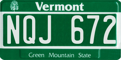 VT license plate NQJ672