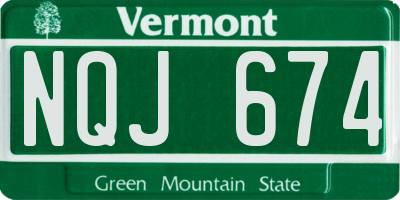 VT license plate NQJ674