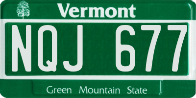 VT license plate NQJ677