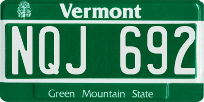 VT license plate NQJ692