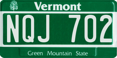 VT license plate NQJ702