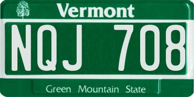 VT license plate NQJ708