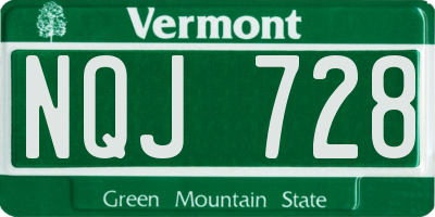 VT license plate NQJ728