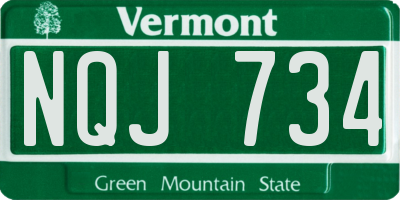 VT license plate NQJ734