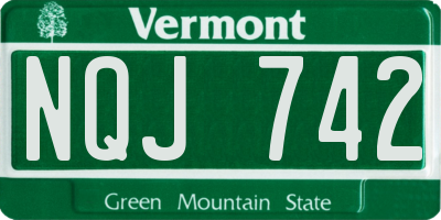 VT license plate NQJ742
