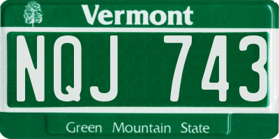 VT license plate NQJ743