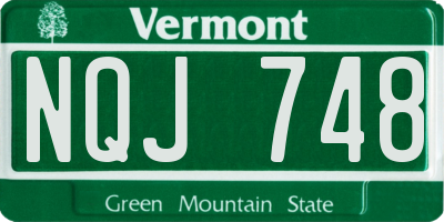VT license plate NQJ748