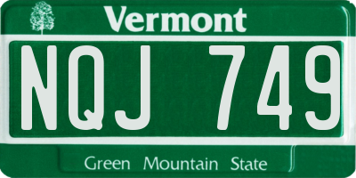 VT license plate NQJ749