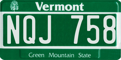 VT license plate NQJ758