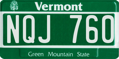 VT license plate NQJ760