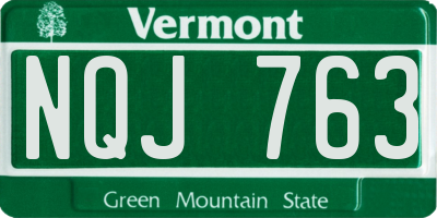 VT license plate NQJ763