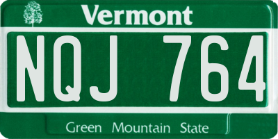 VT license plate NQJ764