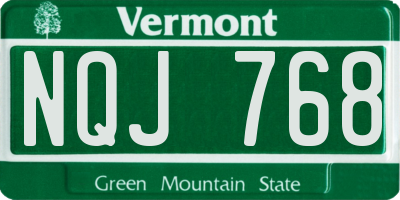 VT license plate NQJ768