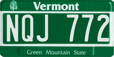 VT license plate NQJ772