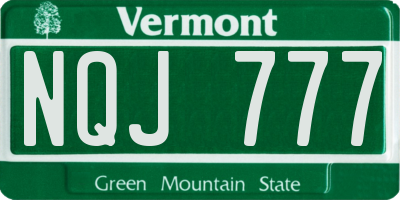 VT license plate NQJ777