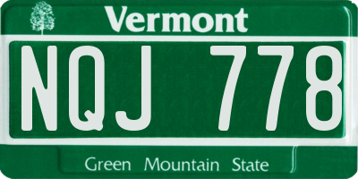VT license plate NQJ778