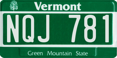 VT license plate NQJ781
