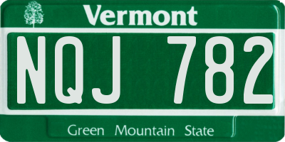 VT license plate NQJ782
