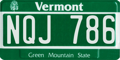 VT license plate NQJ786