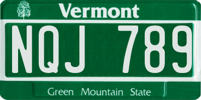 VT license plate NQJ789