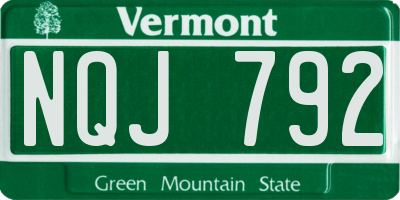 VT license plate NQJ792