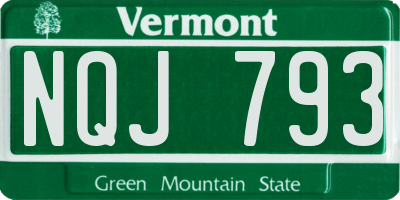 VT license plate NQJ793