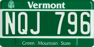 VT license plate NQJ796