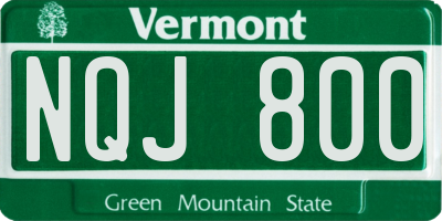 VT license plate NQJ800