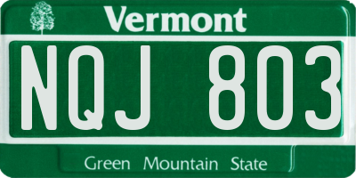 VT license plate NQJ803